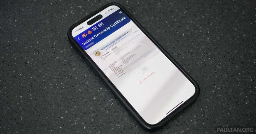 MyJPJ app now displays vehicle ownership certificate 1801383