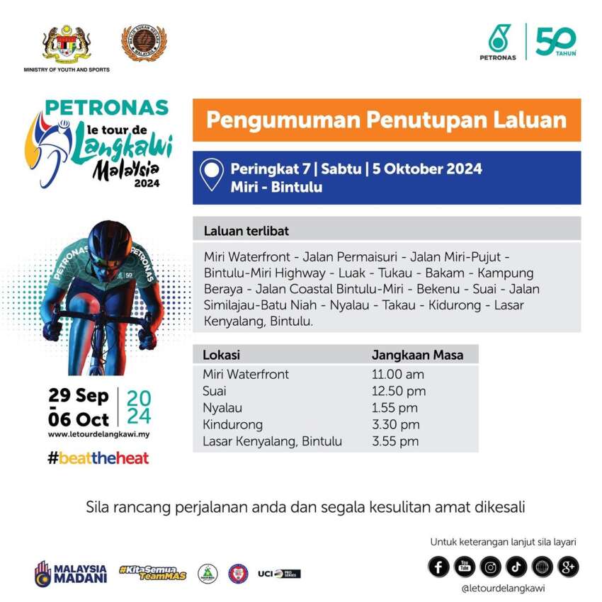 Road closures for Le Tour de Langkawi bicycle race 1824367