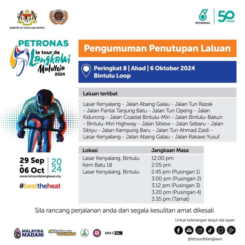 Road closures for Le Tour de Langkawi bicycle race 1824368