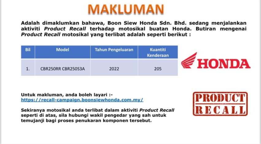 JPJ recalls – Toyota 24,345 units, Mercedes 10,978 units; Honda bikes 205 units, Suzuki bikes 345 units 1816045