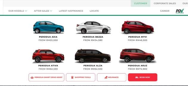 Perodua Online Booking is live – order an Axia, Bezza, Myvi, Ativa, Alza, Aruz; pick colour, GearUp; RM100 fee