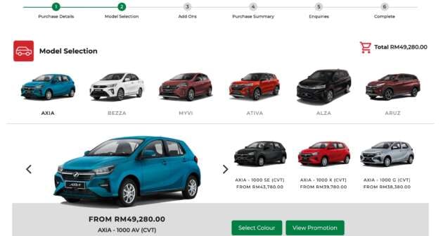 Perodua Online Booking is live – order an Axia, Bezza, Myvi, Ativa, Alza, Aruz; pick colour, GearUp; RM100 fee