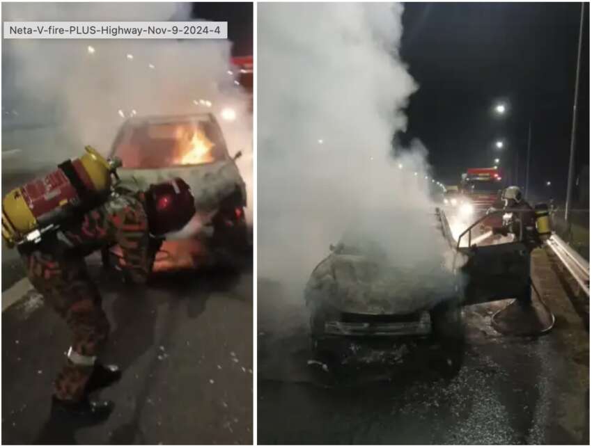 Neta V catches fire after hitting lorry tyre on PLUS 1847145