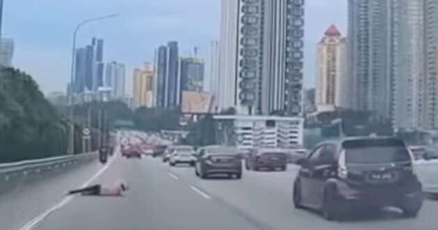 Person caught on video throwing themselves in front of car on highway – install a dashcam for evidence