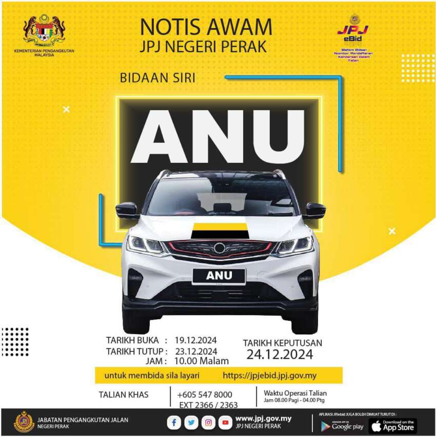 JPJ eBid: Siri ANU dan SJJ bakal dibuka bidaan 1857153