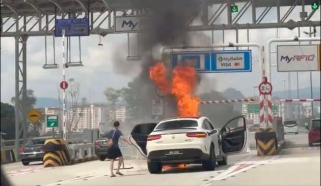 Pemandu Mercedes-Benz GLE450 AMG Coupe terbakar di SPE ditahan polis susulan kes langgar lari