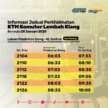 New KTM Komuter schedule due to KVDT2 project – starts Jan 20, Port Klang – KL Sentral line, free buses