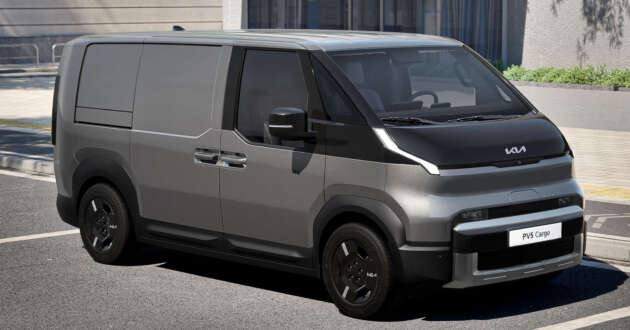 Kia PV5 — gambar van penumpang dan kargo ditunjuk