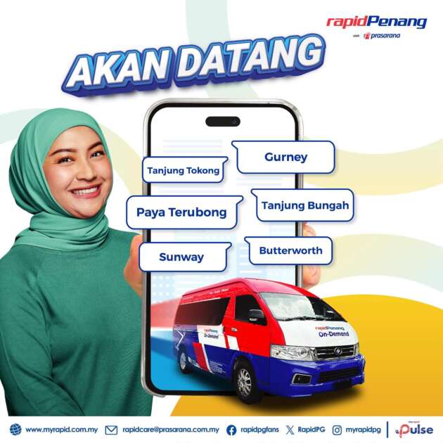 Rapid Penang On-Demand diperluaskan dengan 3 laluan baharu dan tambah 2 lagi van mulai 15 Mac ini