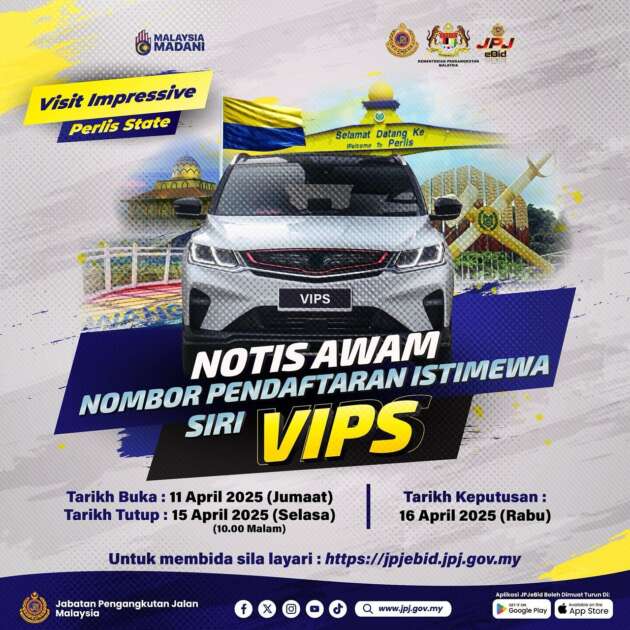 Nombor pendaftaran isitmewa VIPS akan dijual melalui JPJ eBid 11-15 April ini – ‘Visit Impressive Perlis State’