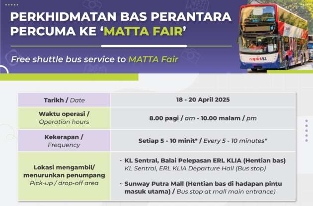 MATTA Fair 2025, 18-20 April di MITEC – bas perantara Rapid KL percuma dari KL Sentral, Sunway Putra Mall