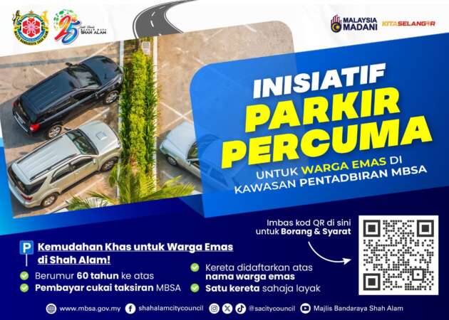 MBSA sediakan inisiatif parkir percuma untuk warga emas – 60 tahun ke atas, daftar satu kereta sahaja
