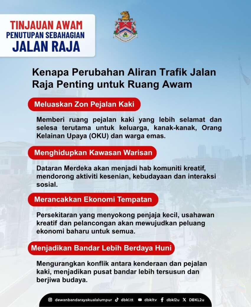 Jalan Raja KL ditutup sebahagiannya pada 9-15 Jun 1923723