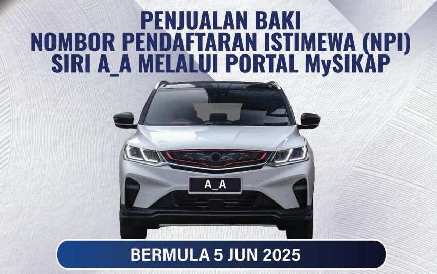 Siri plat khas ‘A_A’ yang masih berbaki dibuka untuk jualan mulai 5 Jun 2025 melalui portal MySikap – JPJ 1922481