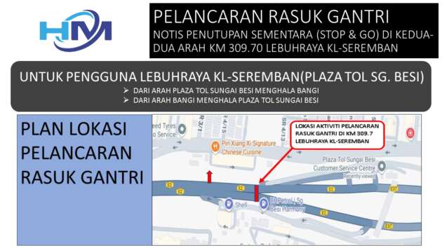 KL-Seremban Highway Sg Besi toll temporary closure – midnight July 2 till 5am July 3, both directions