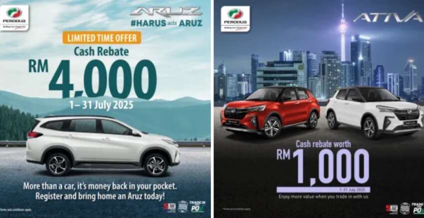 Perodua anjur promosi Julai 2025 – Ativa dapat rebat tunai RM1,000 dan diskaun RM4,000 untuk Aruz 1935936