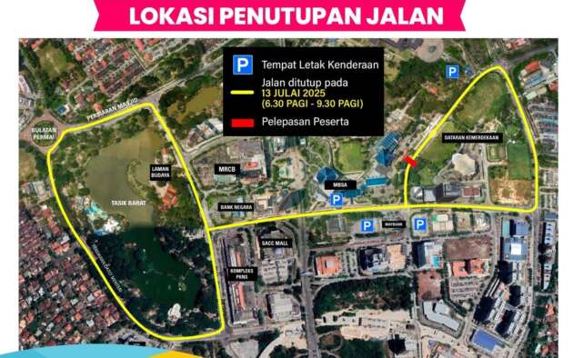Shah Alam Hari Tanpa Kenderaan – jalan di Dataran Kemerdekaan, MBSA, Tasik Barat ditutup pagi Ahad