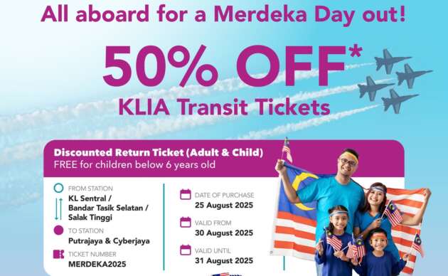 KLIA Transit offering 50% discount for tickets to Putrajaya for Merdeka Day celebrations – Aug 30-31