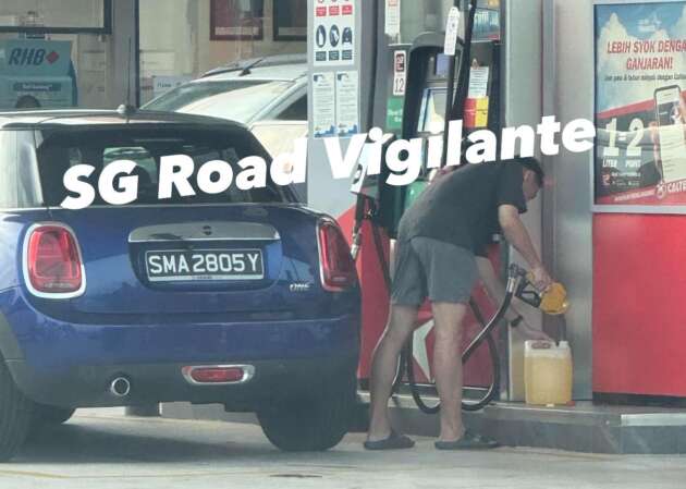 KPDN siasat kereta Singapura selamba ‘tapau’ petrol RON95 di stesen minyak di Iskandar Puteri, JB