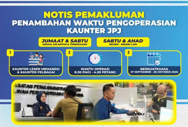 JPJ buka semua cawangan pada hujung minggu untuk baharui lesen memandu – berkuatkuasa 27 Sept-26 Okt