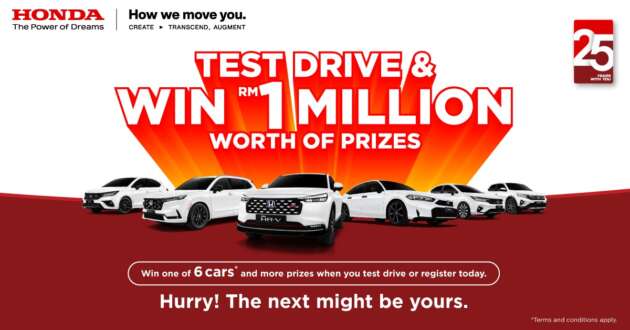 Honda Malaysia turns 25 this year – test drive and win RM1 million worth of prizes, including 6 giveaway cars