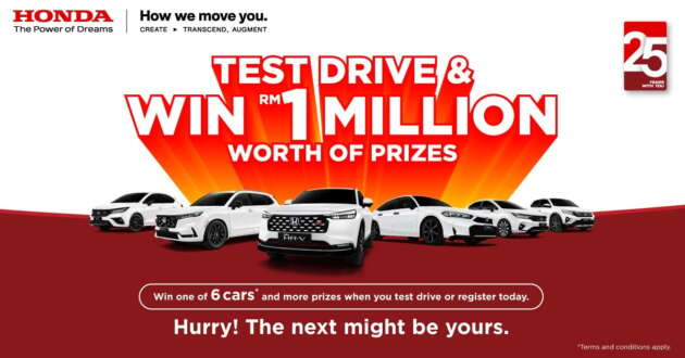 Honda Malaysia rai ulang tahun ke-25 — pandu uji dan menangi hadiah bernilai RM1 juta, 6 buah kereta