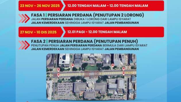 Putrajaya road closure for Program Rancakkan Madani – Persiaran Perdana and surroundings, Nov 23-Dec 10