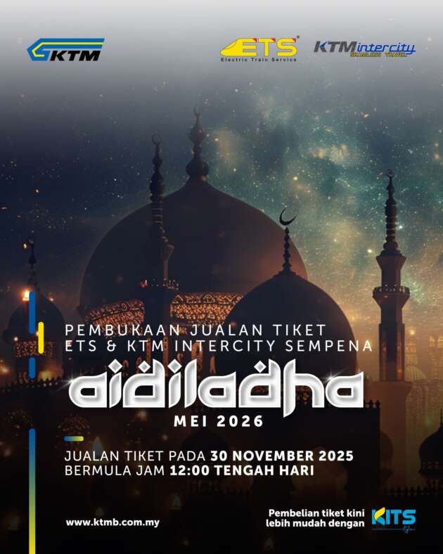 KTMB buka jualan tiket tren ETS dan Intercity untuk perjalanan Mei 2026 sempena Hari Raya Aidiladha