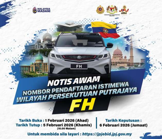 JPJ eBid: Siri pendaftaran istimewa FH dibuka pada 1-5 Feb sempena Hari Wilayah – bidaan bermula RM300