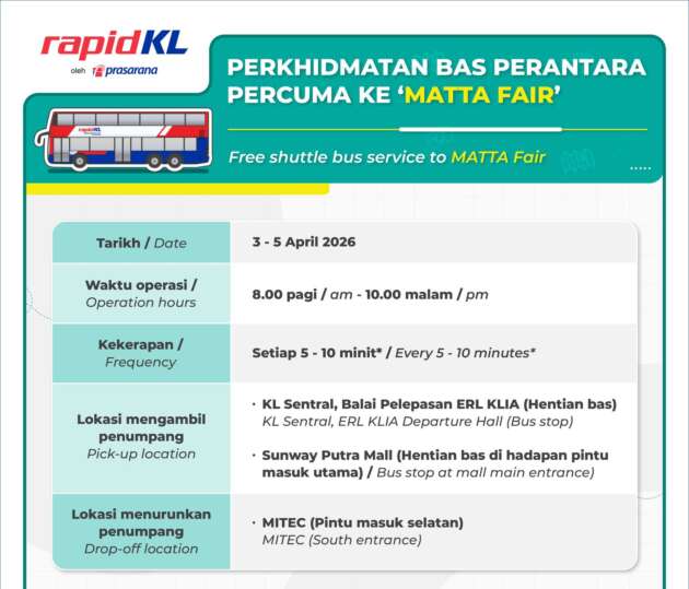 MATTA Fair 2026, 3-5 April di MITEC – bas perantara Rapid KL percuma dari KL Sentral, Sunway Putra Mall