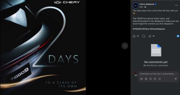Chery Tiggo 9 teaser confirms June 23 launch – flagship 7-seat D-SUV, 2.0T AWD, below RM189k