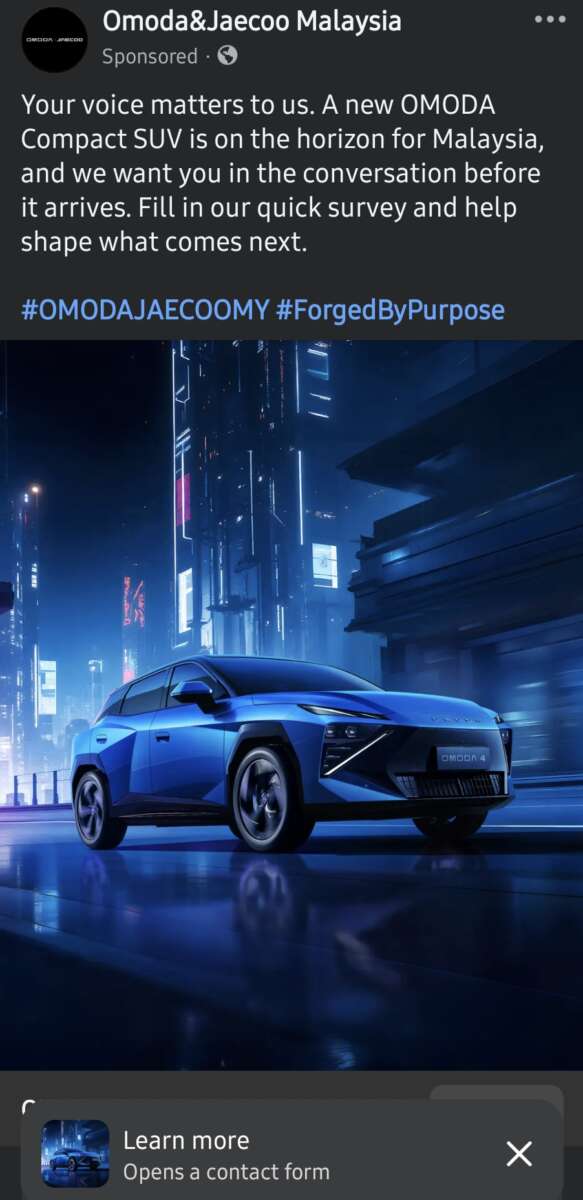Omoda C4 survey launched in Malaysia – more garang-looking Tiggo Cross alternative coming soon?