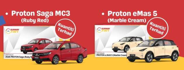 Proton and Sunway Tiny Toys introduce 1:64 scale Saga MC3 and eMas5 diecast models – RM78 each