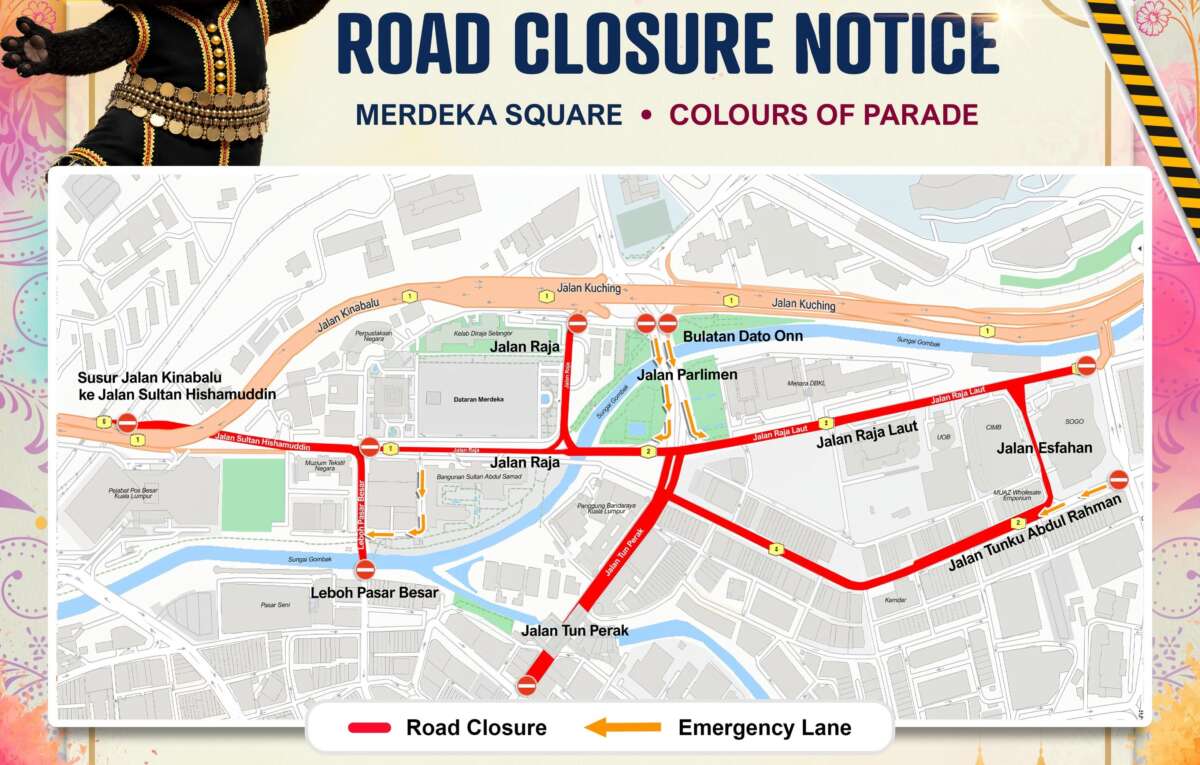 Jalan Raja and roads around Dataran Merdeka to be closed throughout the week for Citrawarna 2026 event