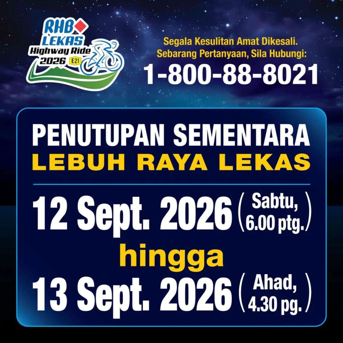 Lekas Highway Ride 2026 Closure - Paul Tan's Automotive News