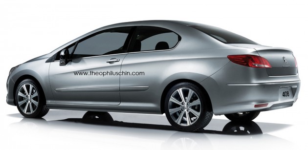 Peugeot 408 Coupe – rendering offers a two-door take