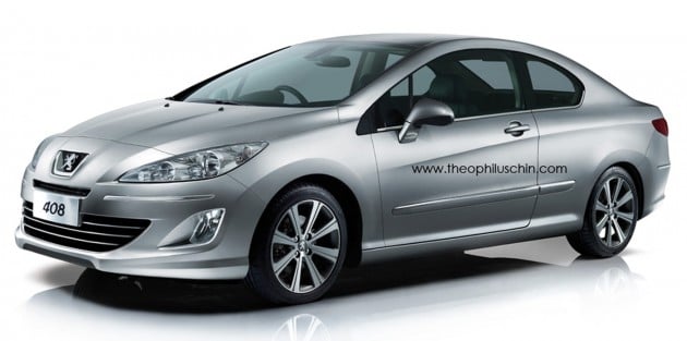 Peugeot 408 Coupe – rendering offers a two-door take