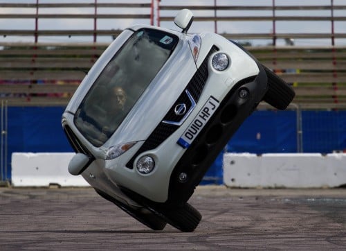 A Juke on two wheels and a Leaf at 145 kph backwards, only at the Goodwood Festival of Speed