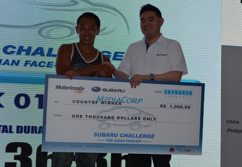 Subaru Challenge 2012: Singaporean Tholmas Gan wins a Subaru XV after 78 hours and 30 minutes! 138876