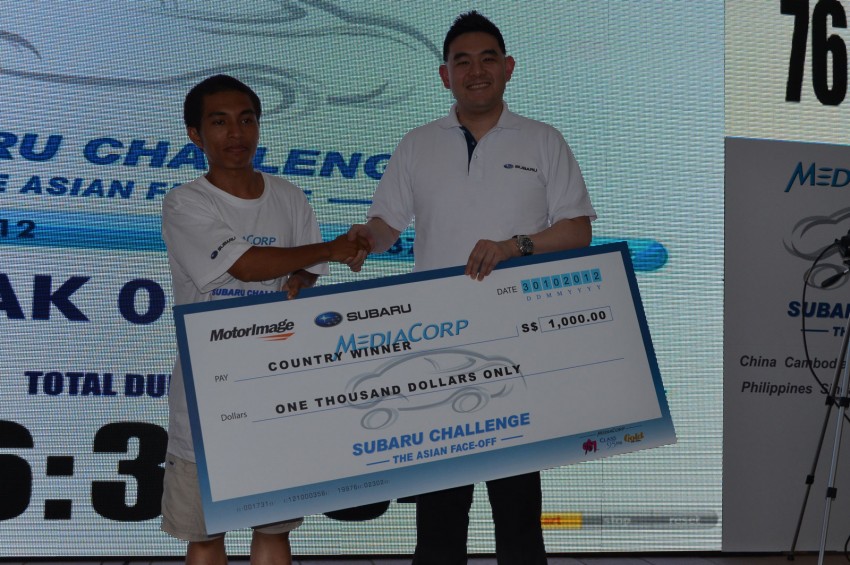 Subaru Challenge 2012: Singaporean Tholmas Gan wins a Subaru XV after 78 hours and 30 minutes! 138888
