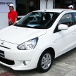 Mitsubishi Mirage previewed, on a Thai race track