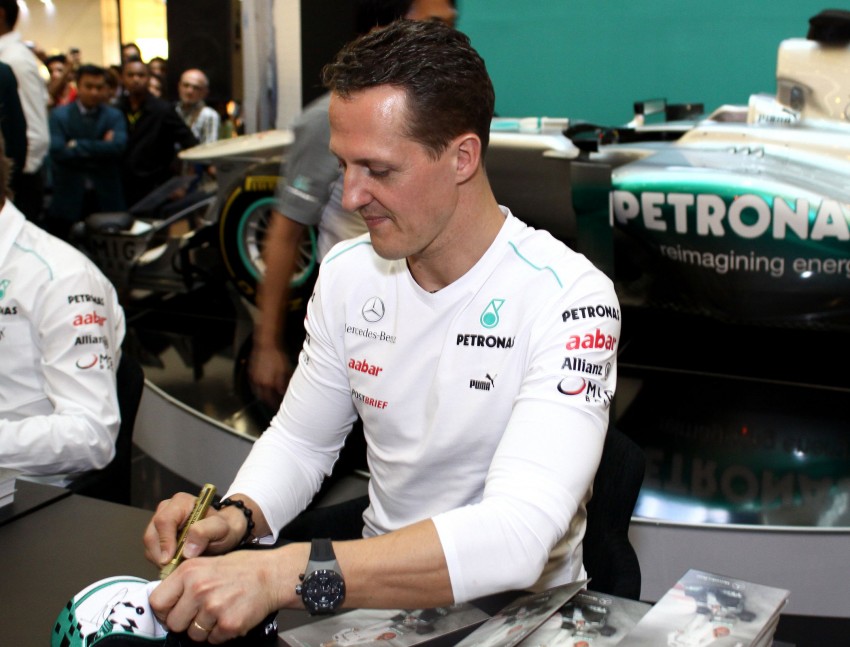 Michael Schumacher and Nico Rosberg meet & greet fans 95248