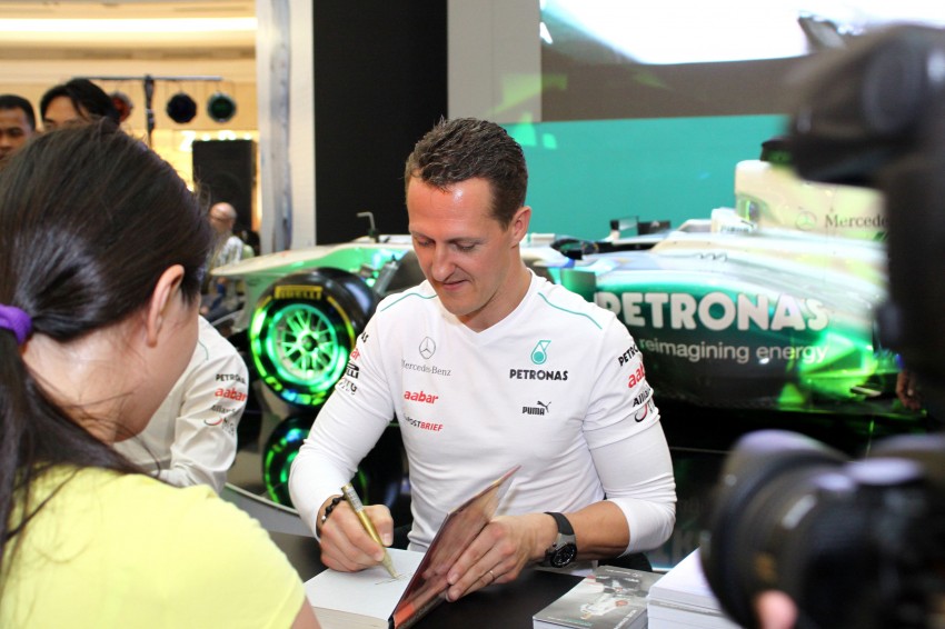 Michael Schumacher and Nico Rosberg meet & greet fans 95249