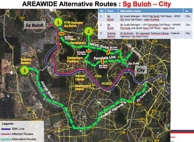 KL Mass Rapid Transit system construction – a series of proposed alternative routes for motorists