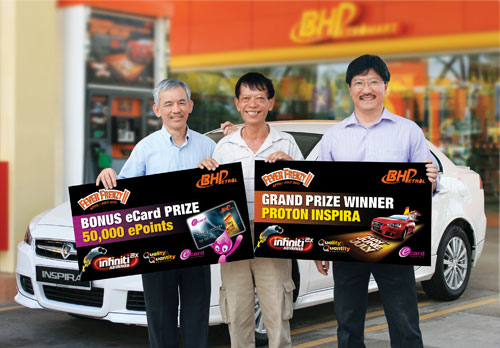 Yong Siew Loon from Seremban wins the final Proton Inspira in the BHPetrol Fever Frenzy II contest