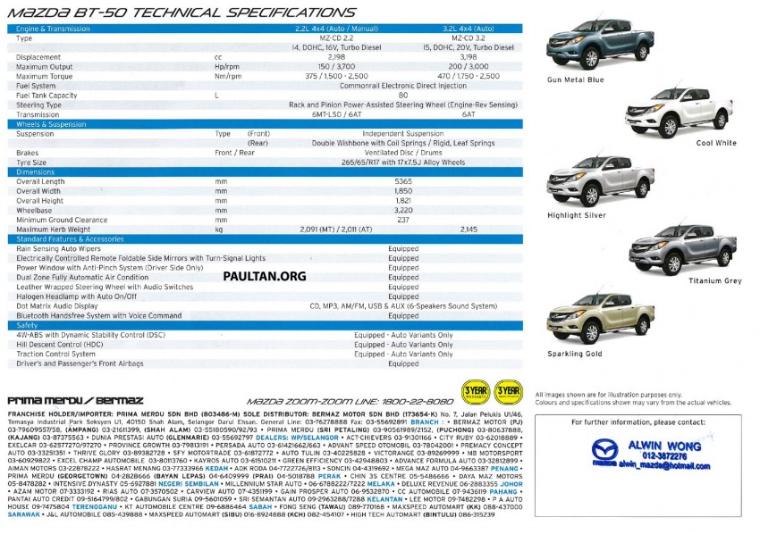 2012 Mazda BT-50 – full brochure and price list 124187