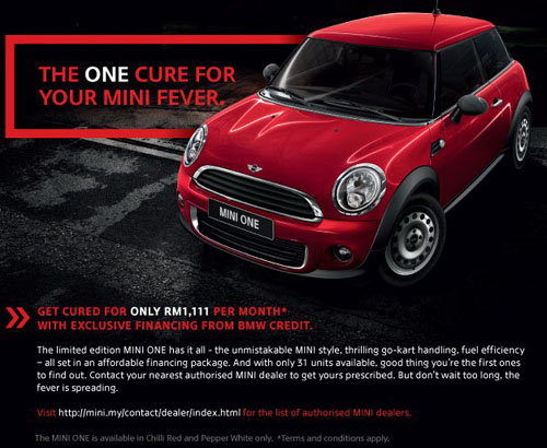 MINI One – limited edition 31 units to debut in early August 2011 – more details unveiled!