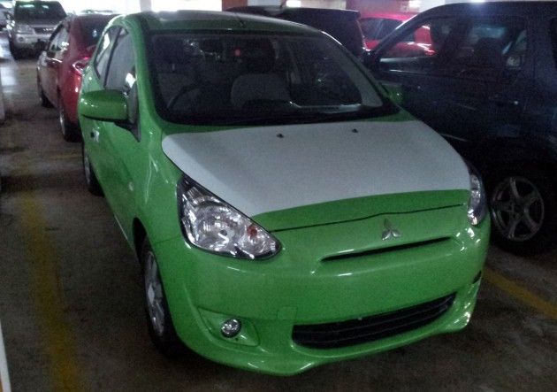 Mitsubishi Mirage spotted again, this time in car park