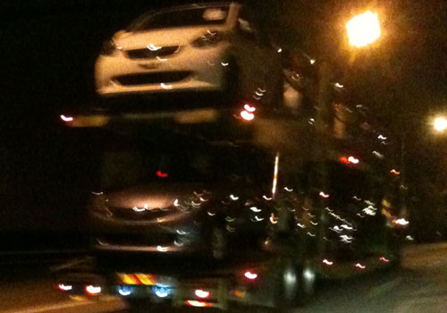 2011 Perodua Myvi spotted being trailered in the night