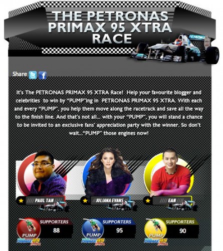 Support our virtual racecar in the PETRONAS PRIMAX 95 XTRA Race!
